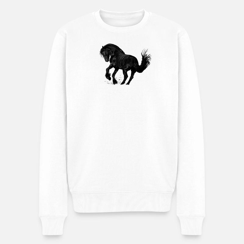 Pferd - Männer Premium Bio Pullover - Weiß