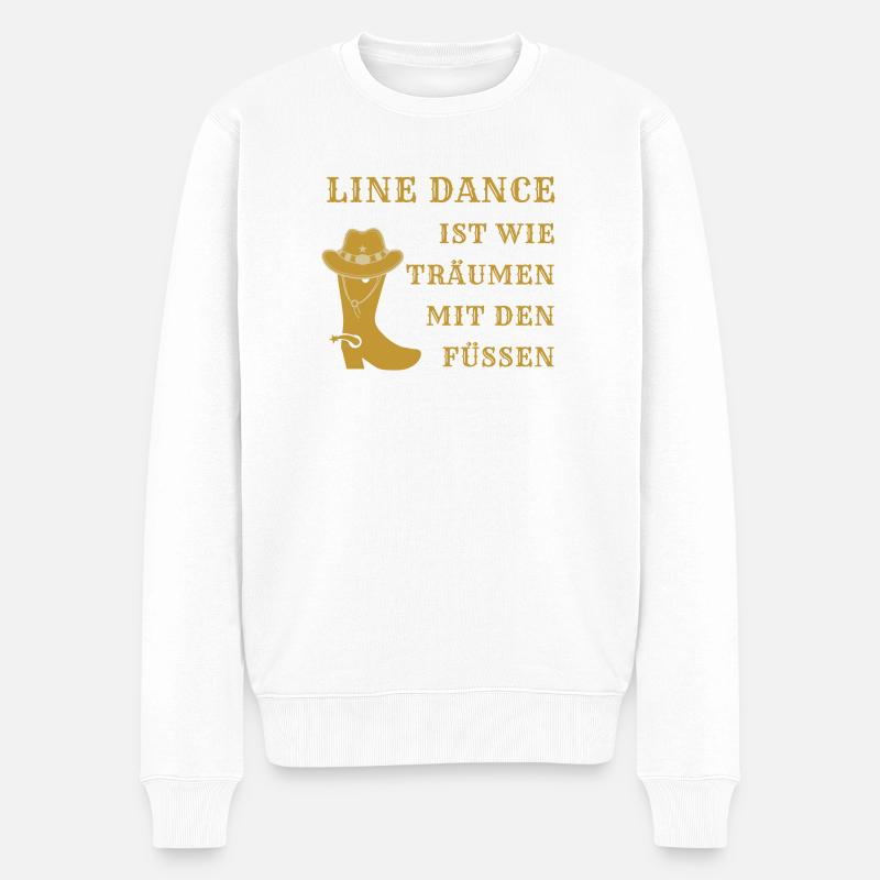 Motto: Line Dance ist wie Träumen mit den Füßen - Männer Premium Bio Pullover - Weiß