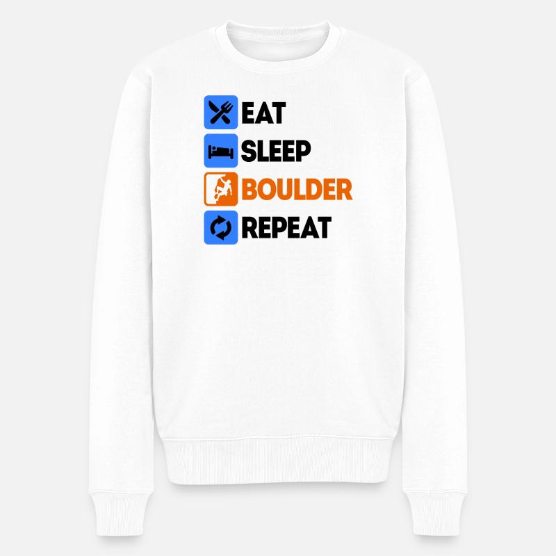 Boulder Bouldern Klettern Ohne Seil Spruch - Männer Premium Bio Pullover - Weiß