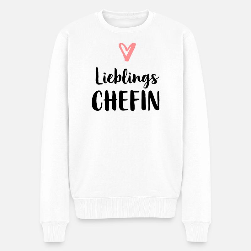 Lieblings Chefin Herz Geschenk Chef - Männer Premium Bio Pullover - Weiß