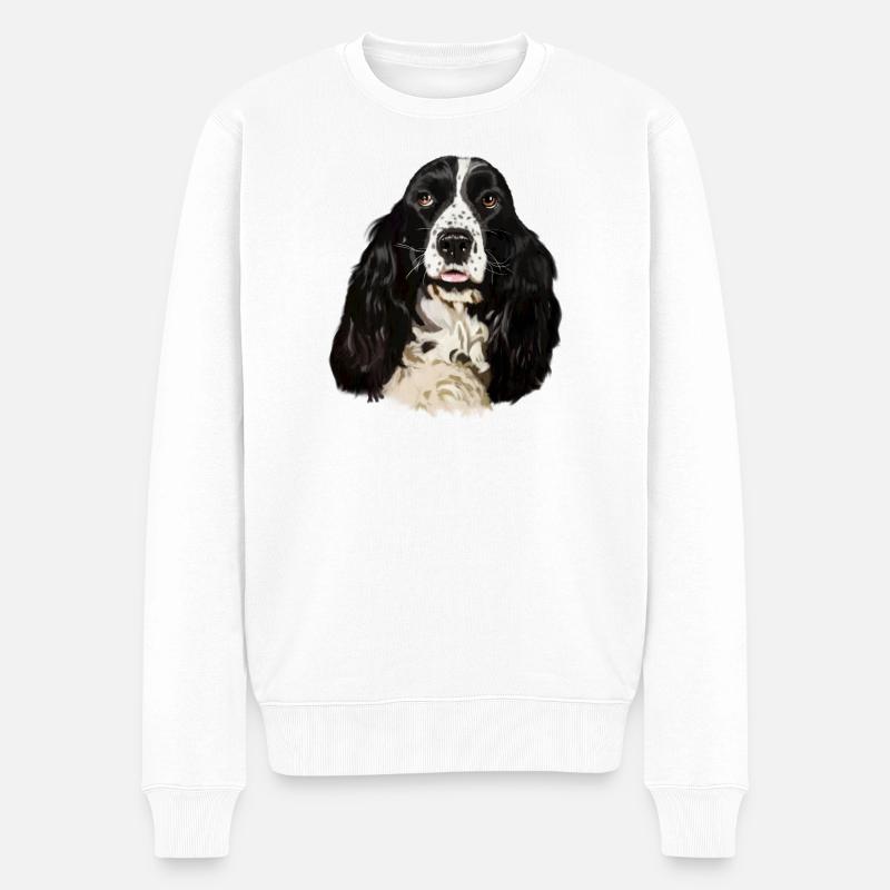cocker spaniel - Pull Premium bio Homme - blanc