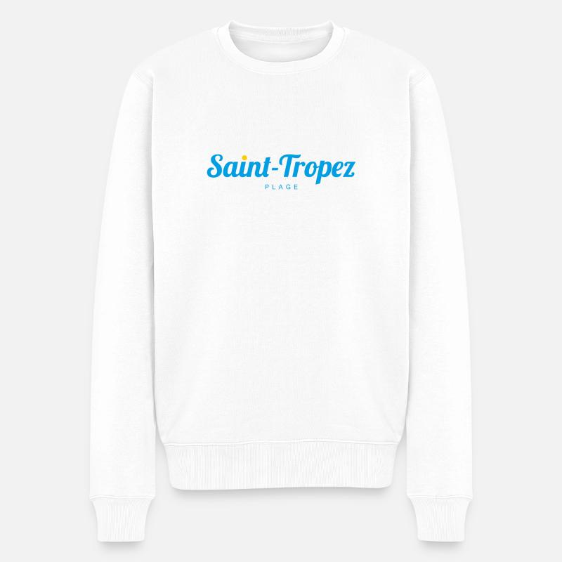 SAINT-TROPEZ France Frankreich - Männer Premium Bio Pullover - Weiß