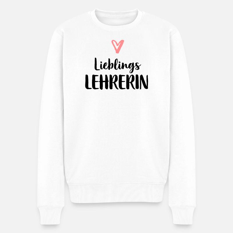 Lieblings Lehrerin Herz Geschenk Schule - Männer Premium Bio Pullover - Weiß