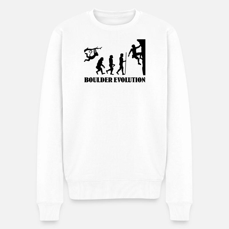 Boulder Evolution Klettern Bergsteigen Boulderer - Männer Premium Bio Pullover - Weiß
