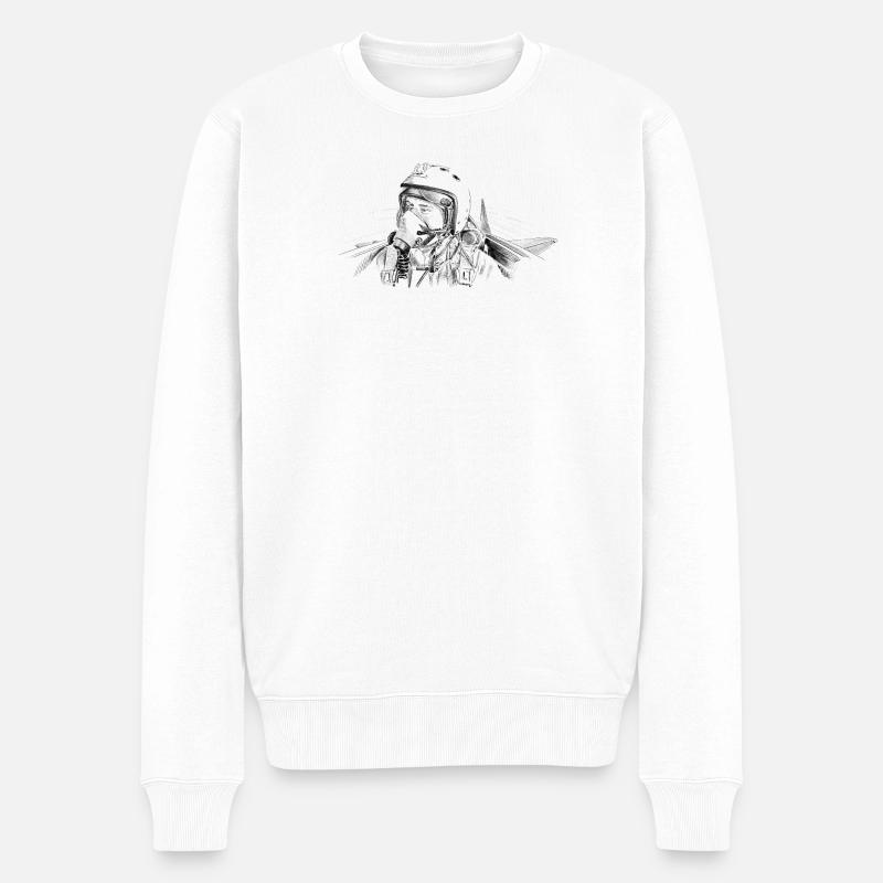 Fighter pilot ru - Pull Premium bio Homme - blanc