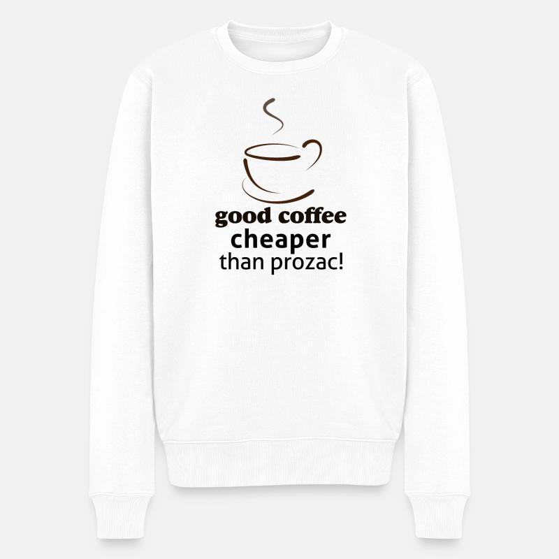 Guter Kaffee billiger als prozac - Männer Premium Bio Pullover - Weiß