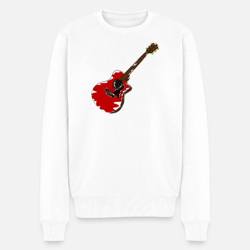 Gitarre Musiker Gitarrist Rot - Männer Premium Bio Pullover - Weiß