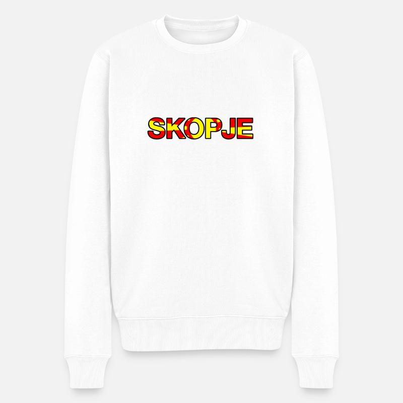 Motif du drapeau de Skopje - Pull Premium bio Homme - blanc