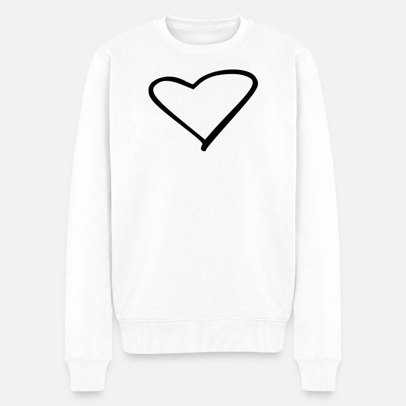 Herz - Männer Premium Bio Pullover - Weiß