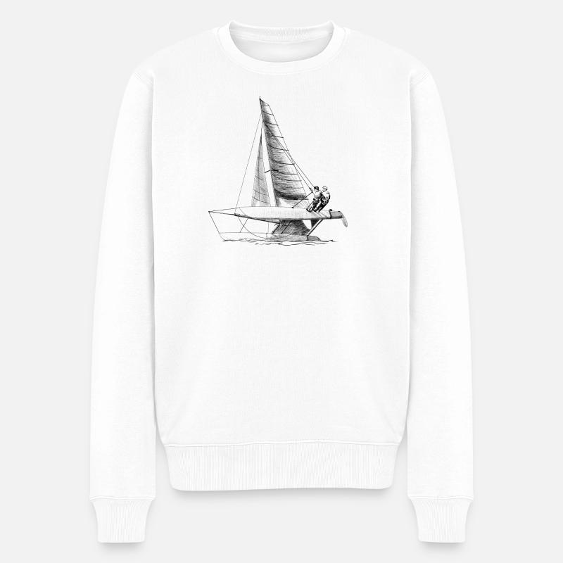 catamaran - Pull Premium bio Homme - blanc