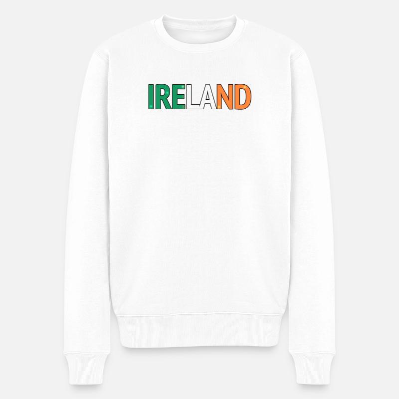 Irland Farbblock Typografie - Männer Premium Bio Pullover - Weiß