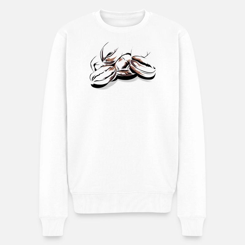 Kaffeebohnen Cafe Illustration Logo Kaffeezeit - Männer Premium Bio Pullover - Weiß