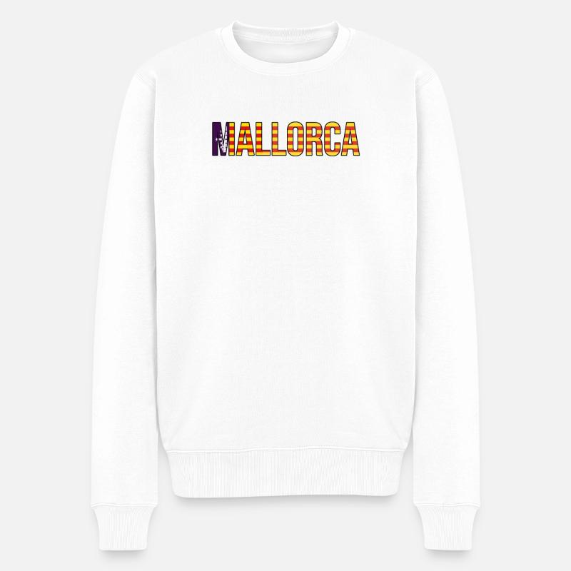 Mallorca Streifen-Schriftzug - Männer Premium Bio Pullover - Weiß