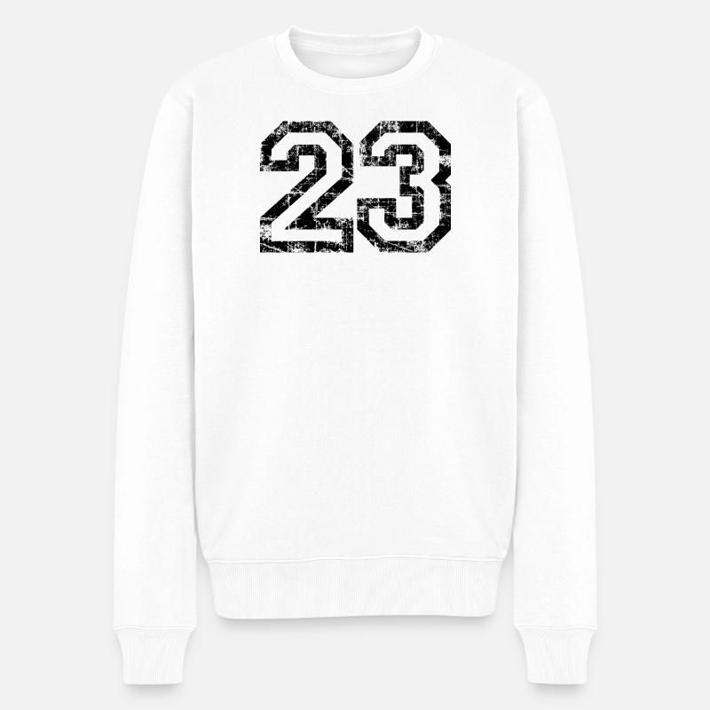Zahl 23 (Vintage Weiß) 23. Geburtstag Nr. 23 - Männer Premium Bio Pullover - Weiß