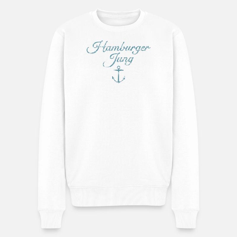 Hamburger Jung (Vintage Hellblau) Hamburg Anker - Männer Premium Bio Pullover - Weiß