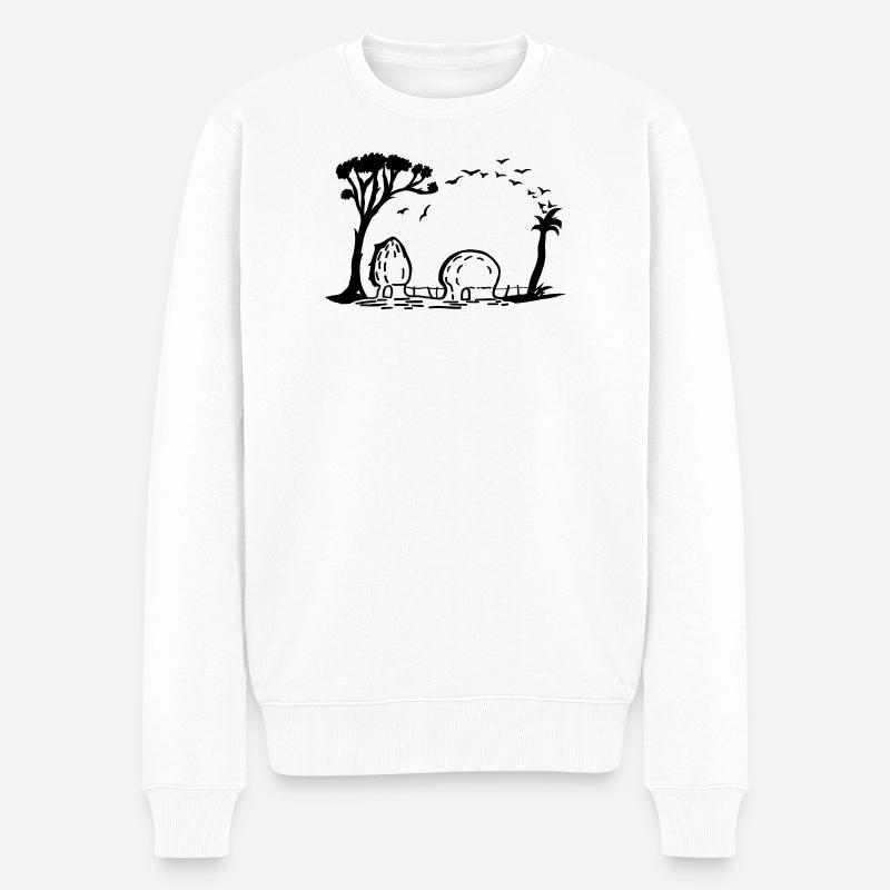 Eléphant village Illusion d’optique - Pull Premium bio Homme - blanc