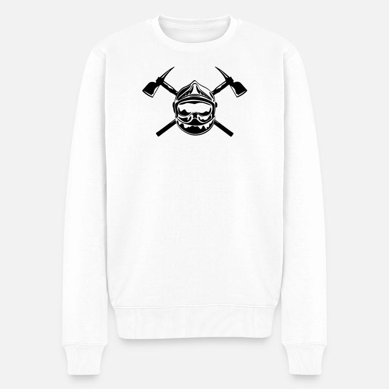 casque_pompier_2 haches - Pull Premium bio Homme - blanc