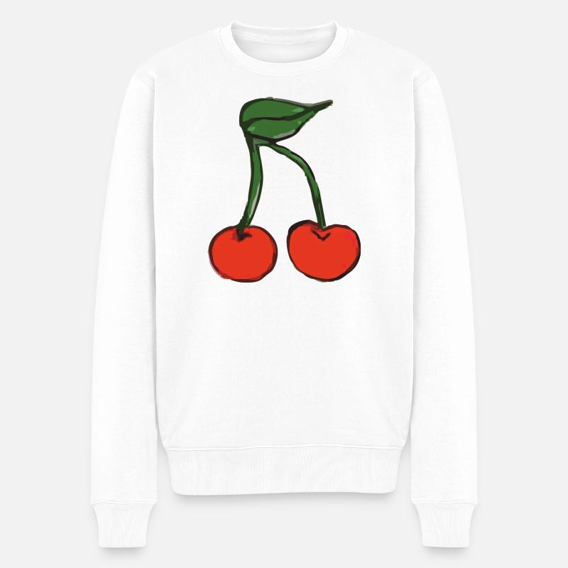 kirsche cherry - Männer Premium Bio Pullover - Weiß