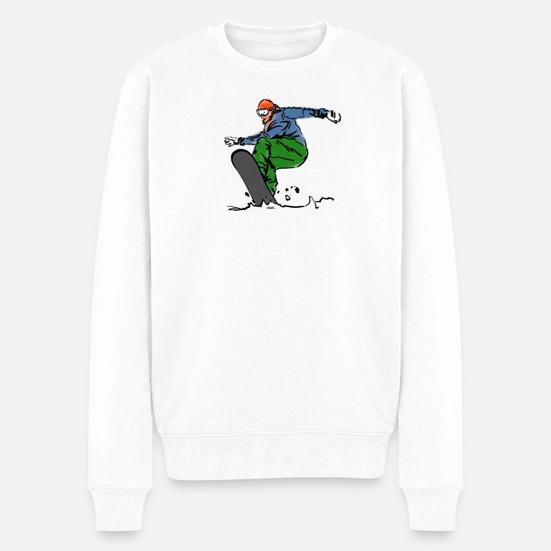 Snowboarder - Männer Premium Bio Pullover - Weiß