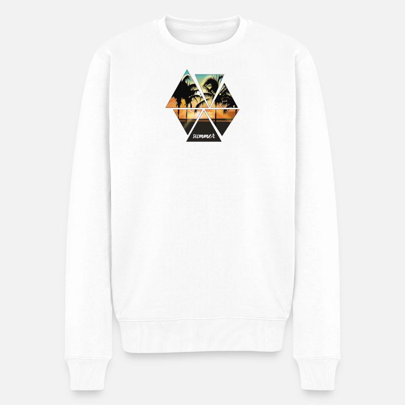 sonnenuntergang - Männer Premium Bio Pullover - Weiß