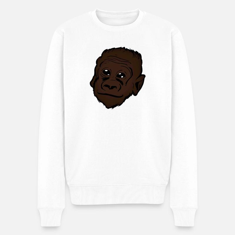 Gorilla Tiermotiv - Männer Premium Bio Pullover - Weiß
