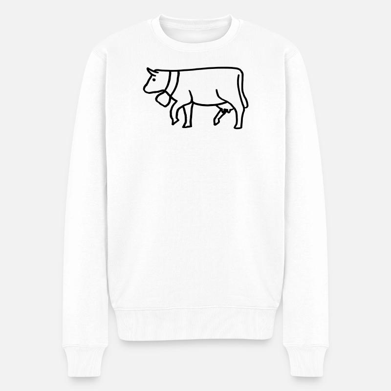 Kuh gezeichnet mit Glocke - Männer Premium Bio Pullover - Weiß
