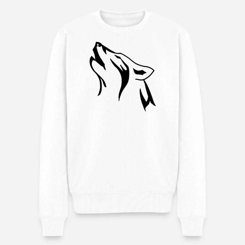 wolfkopf - Männer Premium Bio Pullover - Weiß