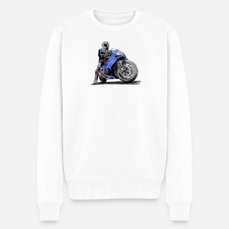 Motorrad - Männer Premium Bio Pullover - Weiß