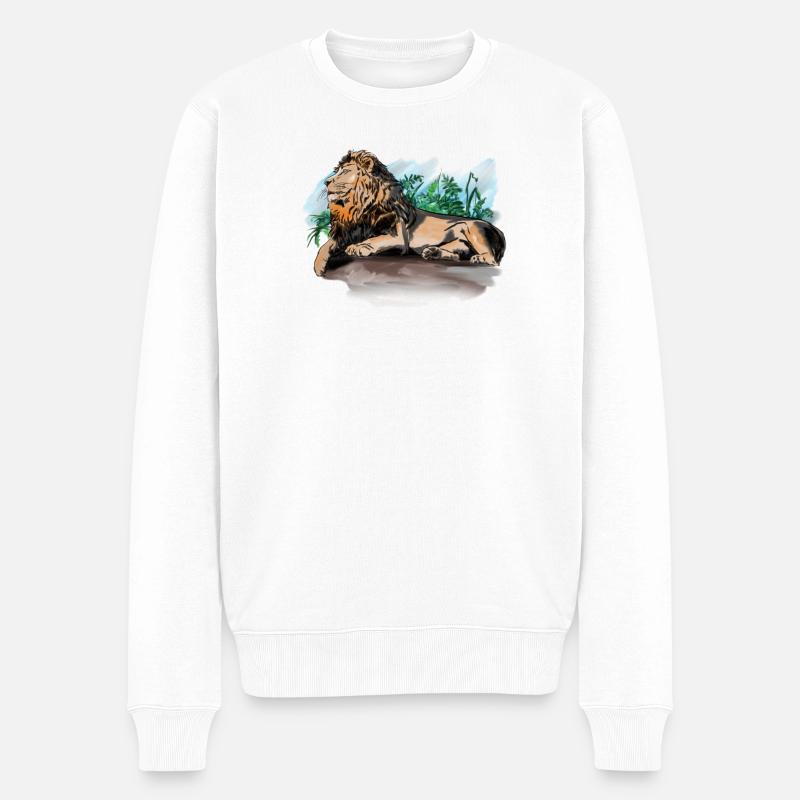 Lion - Pull Premium bio Homme - blanc