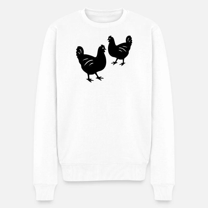 Hühner - Männer Premium Bio Pullover - Weiß