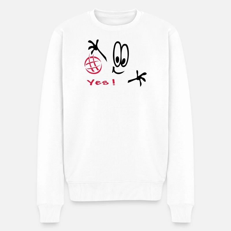 Handball, Comic, Sport - Männer Premium Bio Pullover - Weiß