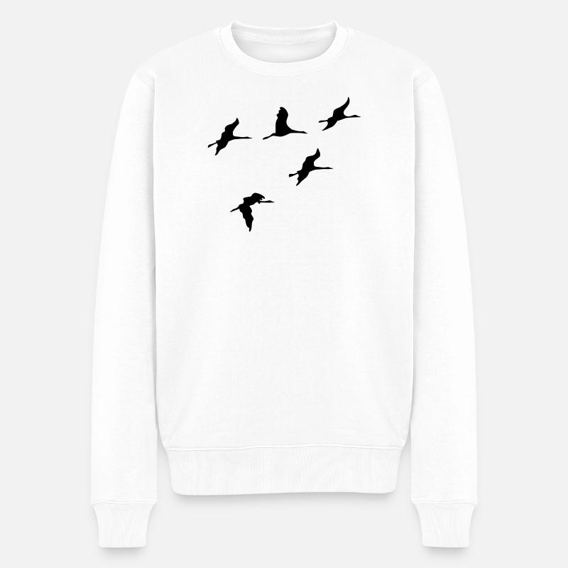 kraniche vogel reise - Männer Premium Bio Pullover - Weiß