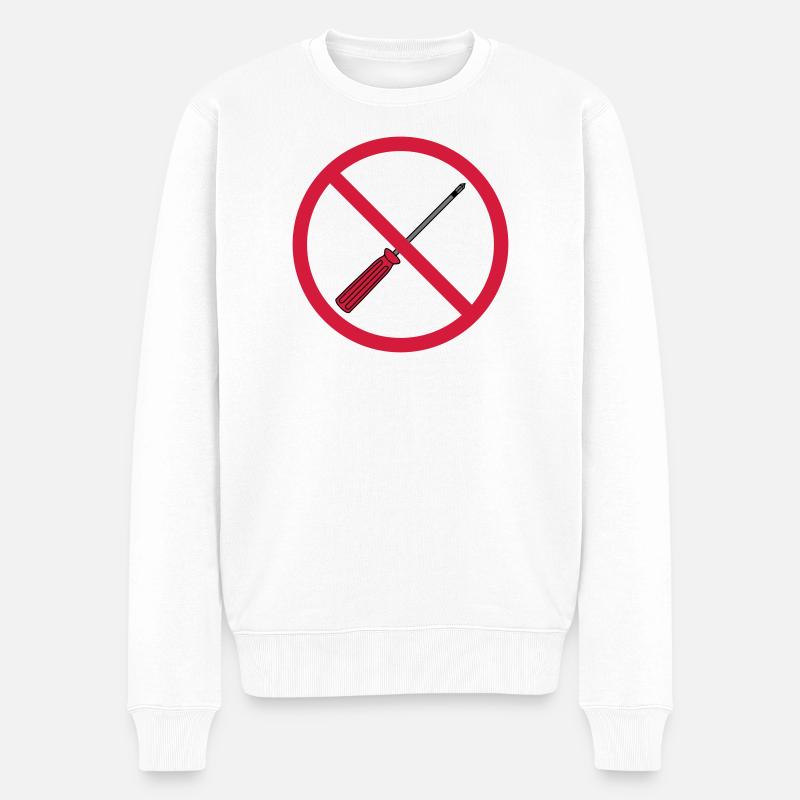 keine schraubenzieher verboten schild hinweis mech - Männer Premium Bio Pullover - Weiß