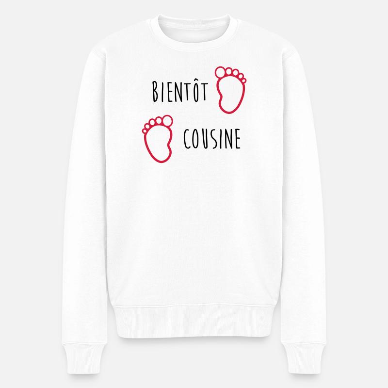 Bientôt Cousine / Cousin / Bébé / Naissance / Baby - Pull Premium bio Homme - blanc