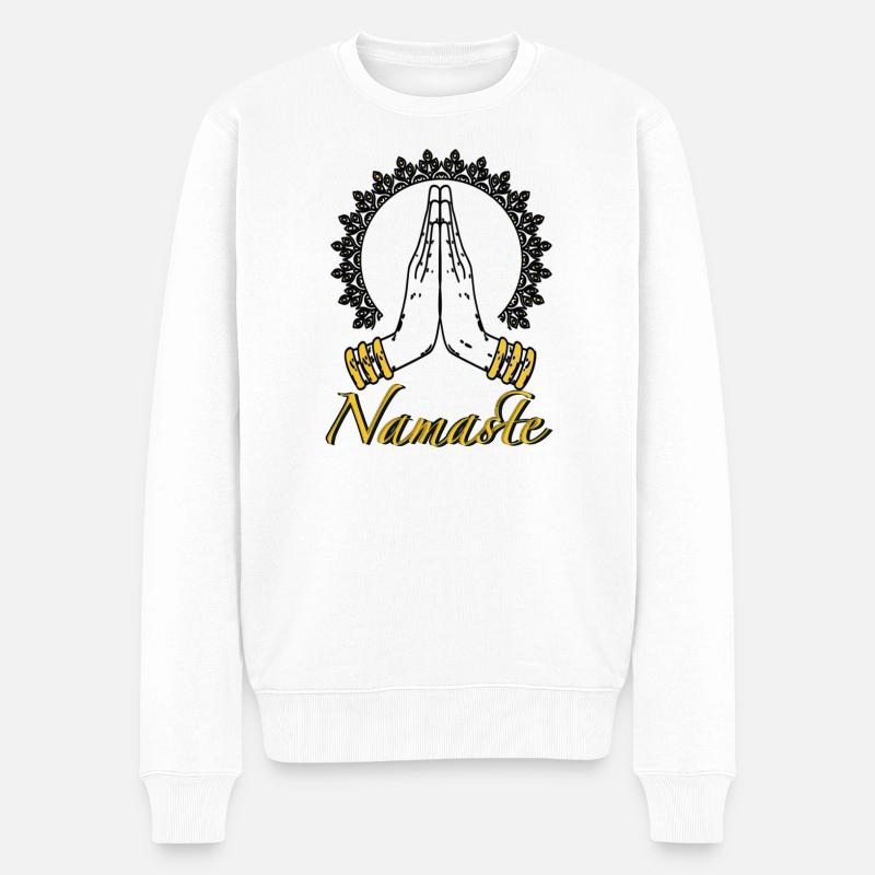 Namaste - Männer Premium Bio Pullover - Weiß