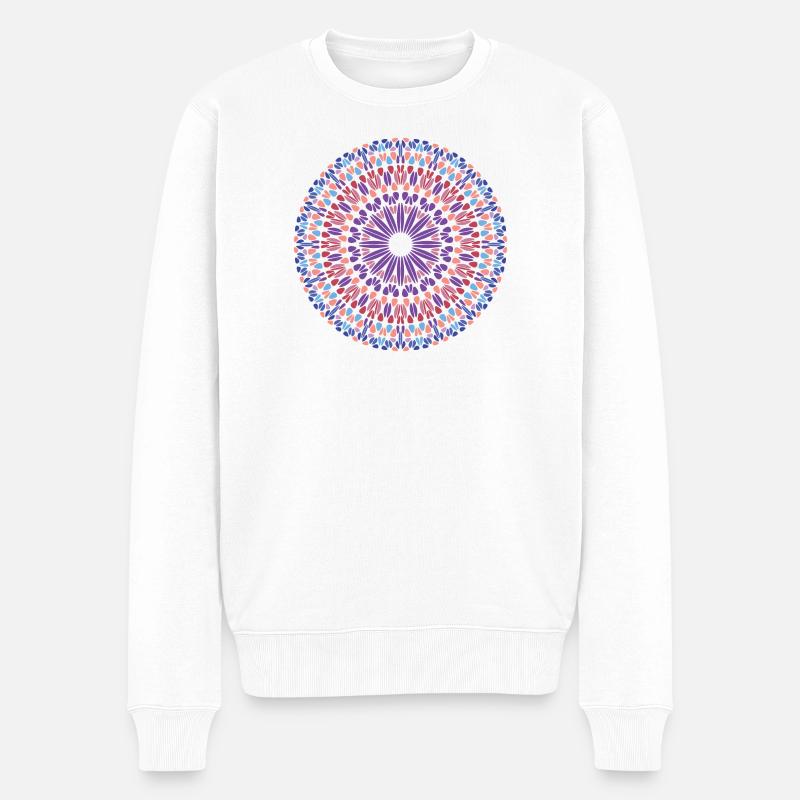 Mandala - Männer Premium Bio Pullover - Weiß