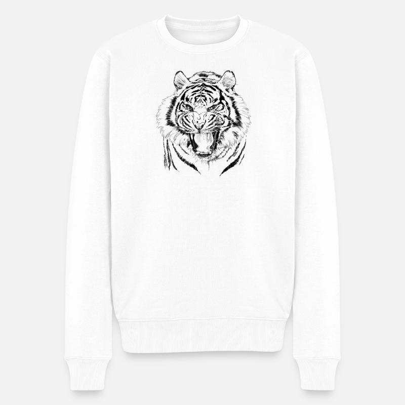 Tiger - Männer Premium Bio Pullover - Weiß
