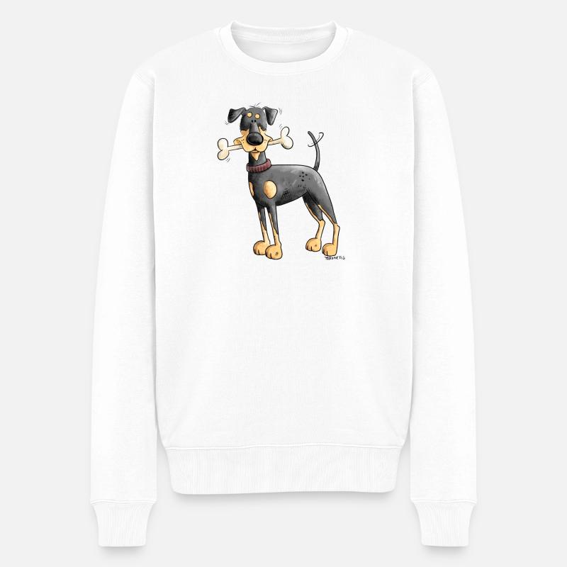 Dobermann Oder Pinscher mit Knochen - Männer Premium Bio Pullover - Weiß