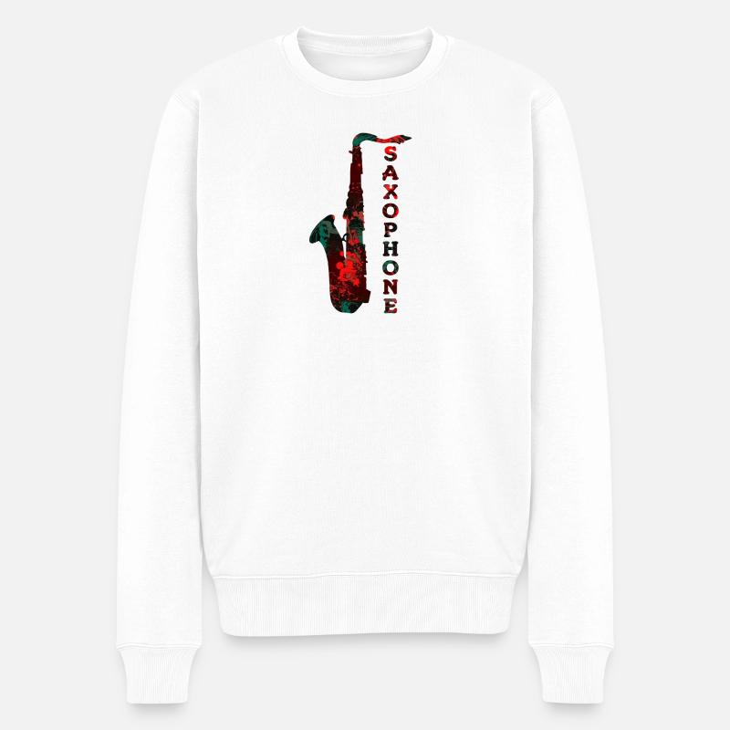Conception de saxophone / instrument de musique - Pull Premium bio Homme - blanc