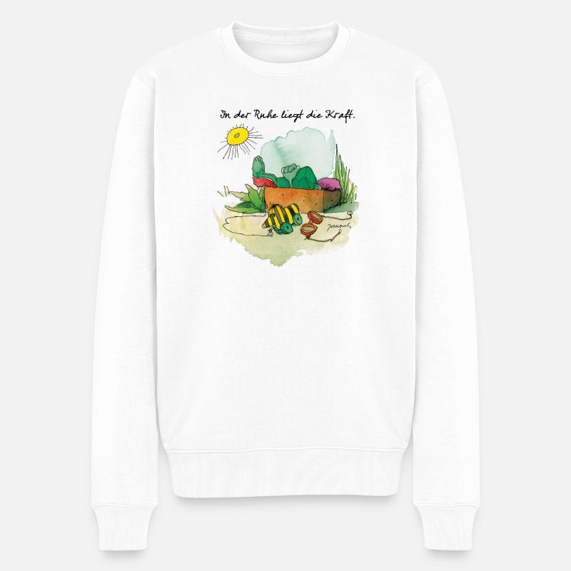 Janosch 'In Der Ruhe Liegt Die Kraft' - Männer Premium Bio Pullover - Weiß