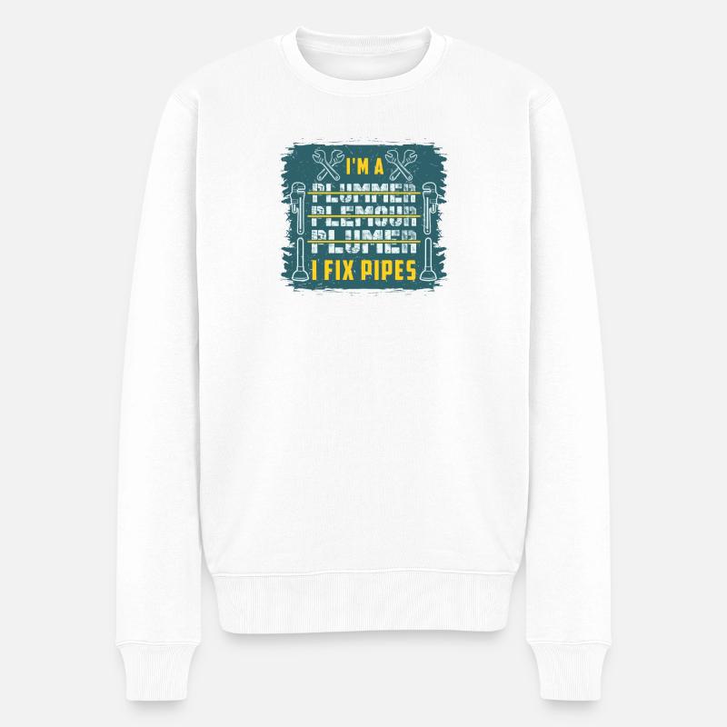 Klempner - Männer Premium Bio Pullover - Weiß