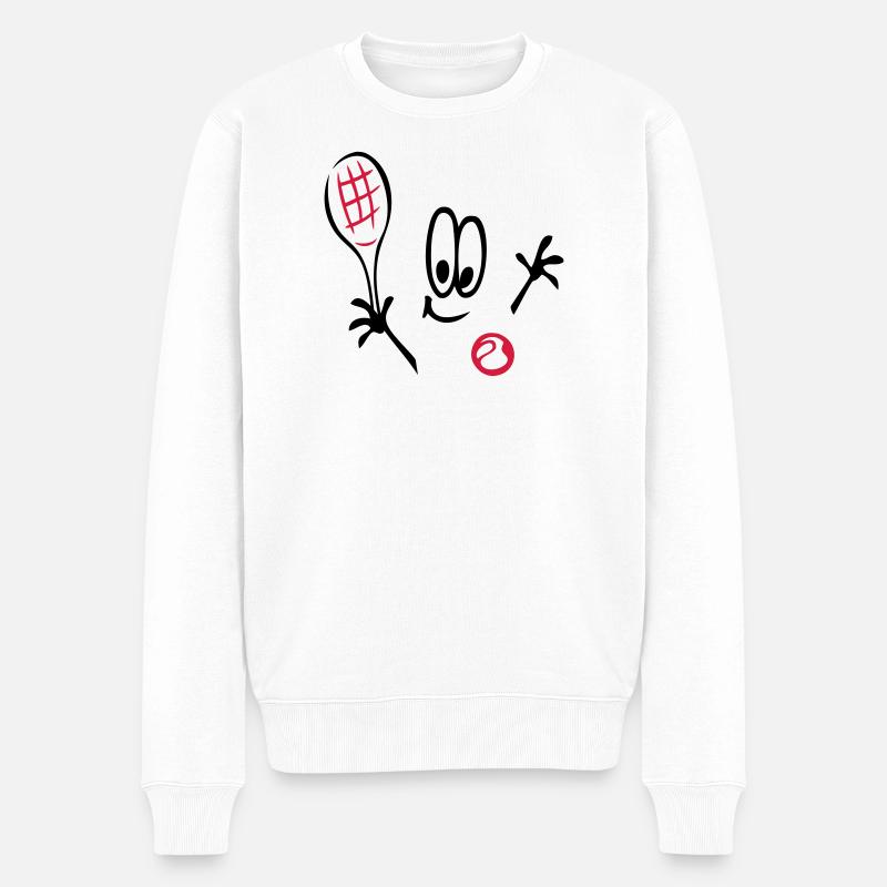 Sport, Tennis ,Tennisball, Comic - Männer Premium Bio Pullover - Weiß