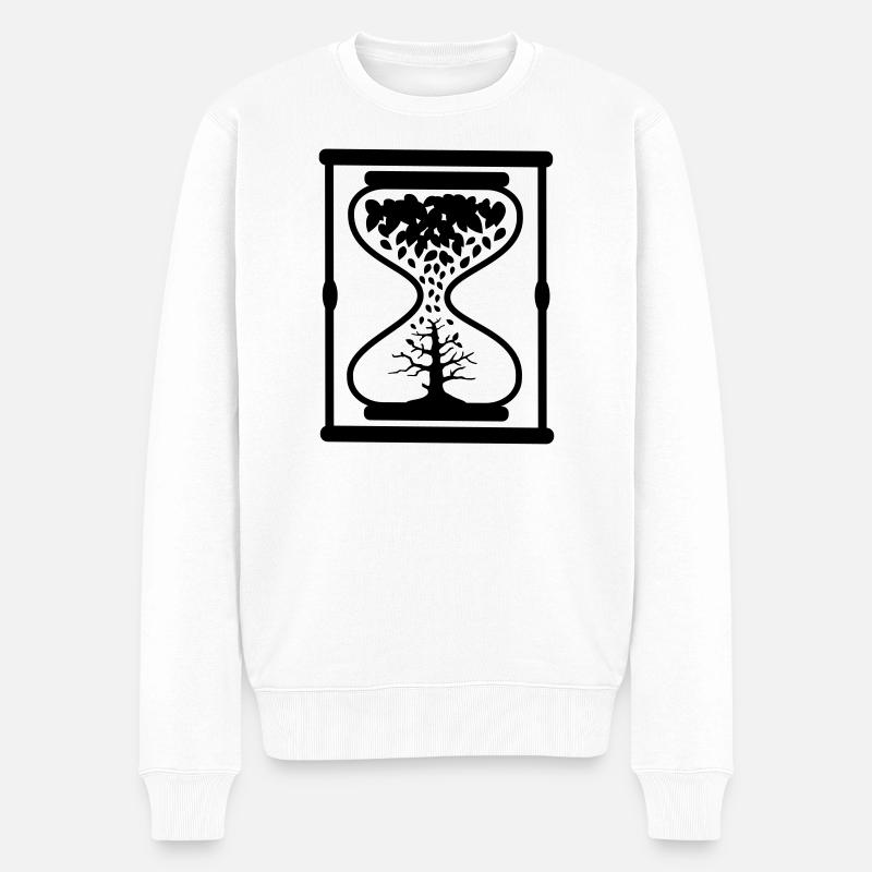 Uhr Sanduhr Geschenk - Männer Premium Bio Pullover - Weiß