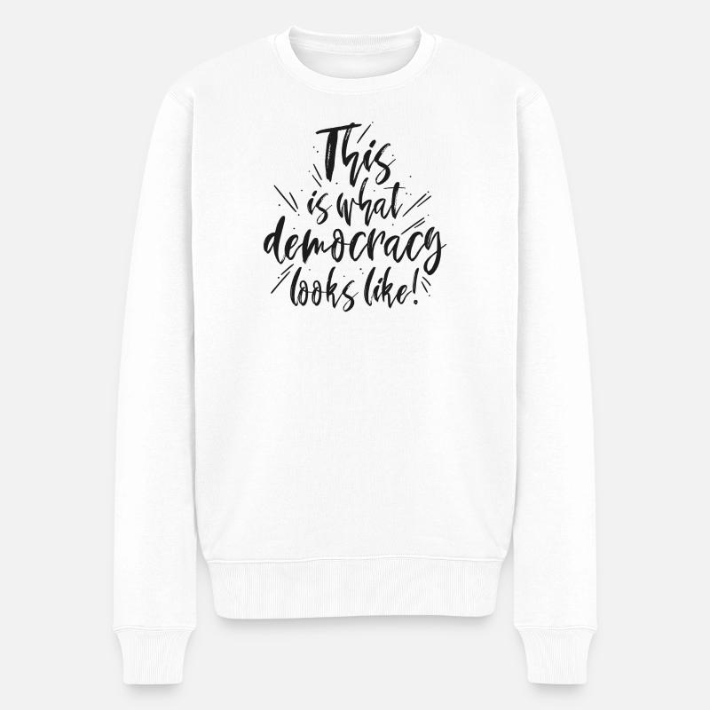 Democracy - Männer Premium Bio Pullover - Weiß