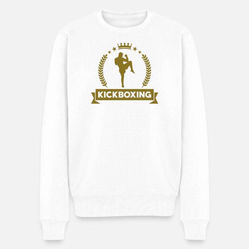 Kickboxen / Kickboxing / Kickboxer / Kick Boxing - Männer Premium Bio Pullover - Weiß