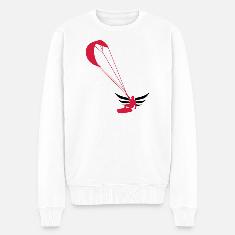 Kitesurfen / Kitesurfer / Kiteboarden / Kitesurf - Männer Premium Bio Pullover - Weiß
