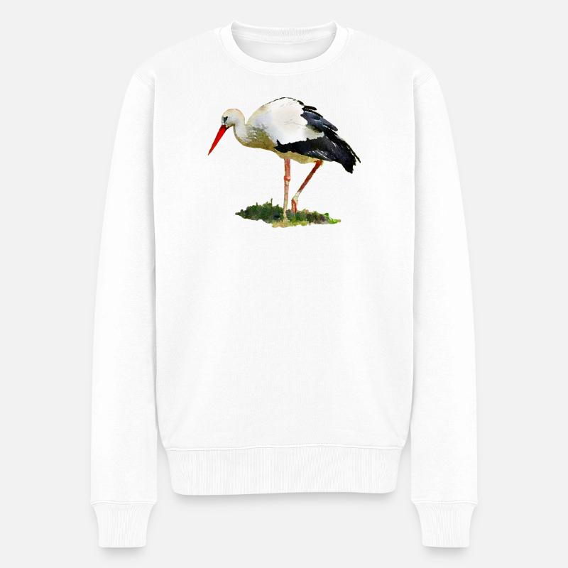 storch vogel - Männer Premium Bio Pullover - Weiß