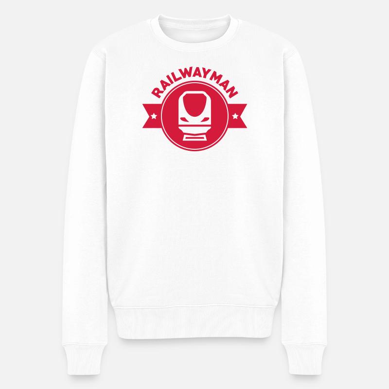 Eisenbahner / Eisenbahnen / Eisenbahn / Bahn - Männer Premium Bio Pullover - Weiß