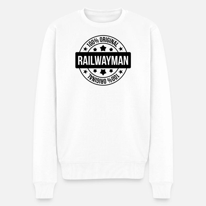 Cheminot / Chemin de fer / Train / Metro - Pull Premium bio Homme - blanc