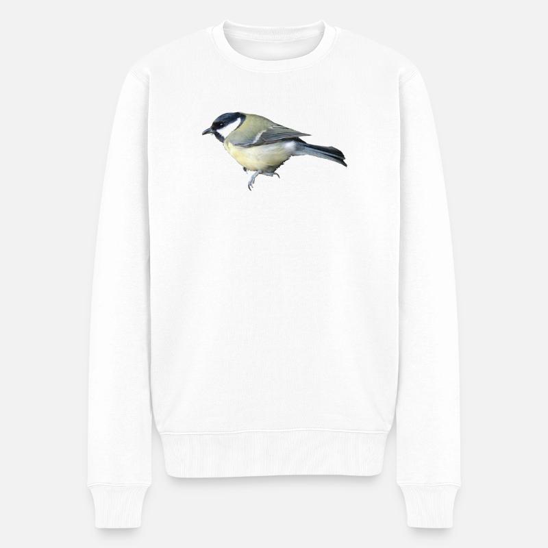 Vogel Kohlmeise - Männer Premium Bio Pullover - Weiß